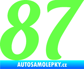 Samolepka Startovní číslo 87 typ 3   Fluorescentní zelená
