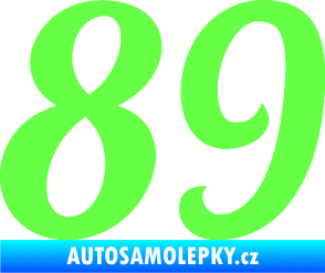 Samolepka Startovní číslo 89 typ 3  Fluorescentní zelená
