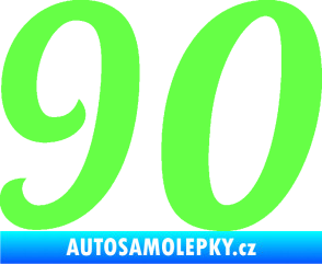 Samolepka Startovní číslo 90 typ 3   Fluorescentní zelená