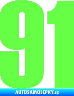 Samolepka Startovní číslo 91 typ 2 Fluorescentní zelená