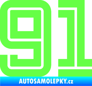 Samolepka Startovní číslo 91 typ 7 Fluorescentní zelená