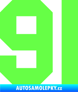 Samolepka Startovní číslo 91 Fluorescentní zelená