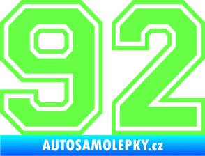 Samolepka Startovní číslo 92 typ 4 Fluorescentní zelená