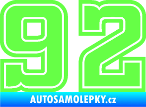 Samolepka Startovní číslo 92 typ 5 Fluorescentní zelená