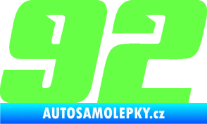 Samolepka Startovní číslo 92 typ 6 Fluorescentní zelená