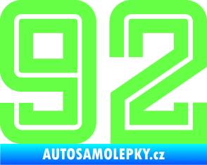 Samolepka Startovní číslo 92 typ 7 Fluorescentní zelená
