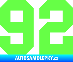 Samolepka Startovní číslo 92 Fluorescentní zelená