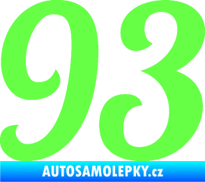 Samolepka Startovní číslo 93 typ 3   Fluorescentní zelená