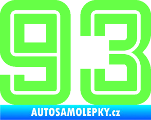 Samolepka Startovní číslo 93 typ 7 Fluorescentní zelená