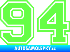 Samolepka Startovní číslo 94 typ 4 Fluorescentní zelená