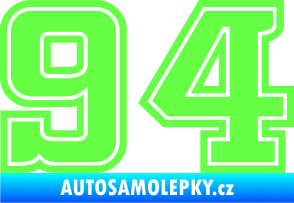 Samolepka Startovní číslo 94 typ 5 Fluorescentní zelená