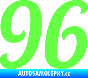 Samolepka Startovní číslo 96 typ 3    Fluorescentní zelená