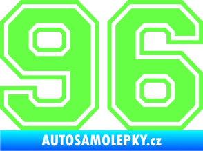 Samolepka Startovní číslo 96 typ 4 Fluorescentní zelená