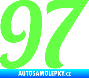 Samolepka Startovní číslo 97 typ 3   Fluorescentní zelená