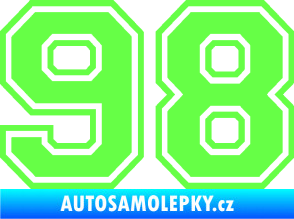 Samolepka Startovní číslo 98 typ 4 Fluorescentní zelená