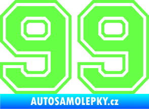 Samolepka Startovní číslo 99 typ 4 Fluorescentní zelená