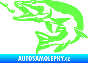 Samolepka Štika 005 levá s návnadou Fluorescentní zelená
