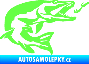 Samolepka Štika 005 pravá s návnadou Fluorescentní zelená