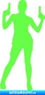 Samolepka Střelkyně 002 pravá girl with gun Fluorescentní zelená