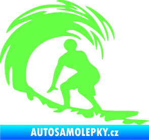 Samolepka Surfař 005 levá velké vlny Fluorescentní zelená