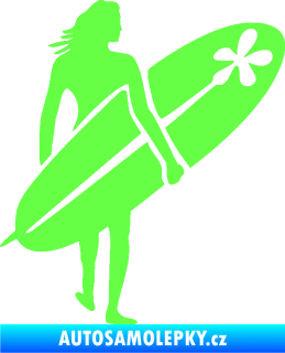 Samolepka Surfařka 003 pravá Fluorescentní zelená