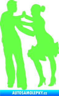 Samolepka Tanec 001 levá latinskoamerický tanec pár Fluorescentní zelená