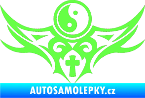 Samolepka Tetování 115 Jin a jang Fluorescentní zelená