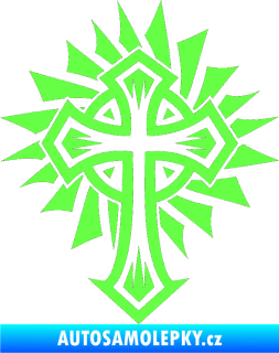Samolepka Tetování 118 kříž Fluorescentní zelená