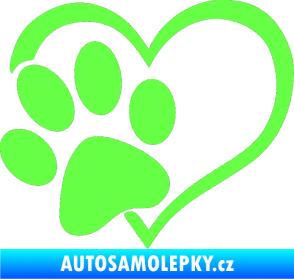 Samolepka Tlapka love levá Fluorescentní zelená