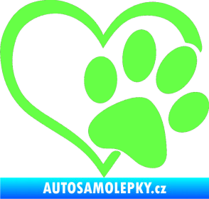 Samolepka Tlapka love pravá Fluorescentní zelená