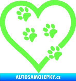 Samolepka Tlapky love 006 levá Fluorescentní zelená