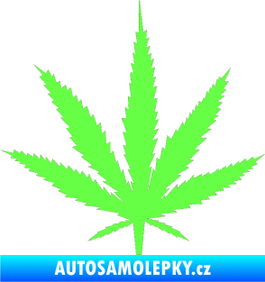 Samolepka Travka 001 lístek marihuany Fluorescentní zelená
