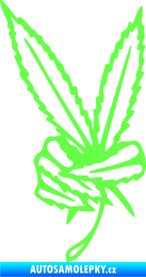Samolepka Travka 002 pravá marihuana peace Fluorescentní zelená