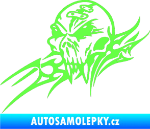 Samolepka Tribal skull levá lebka Fluorescentní zelená