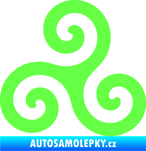 Samolepka Triskelion keltský znak Fluorescentní zelená