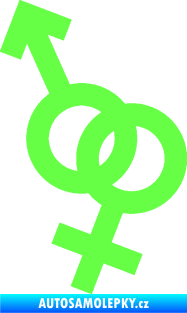 Samolepka Ty a já 001 symbol pro muže a ženu Fluorescentní zelená
