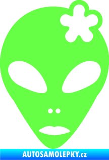 Samolepka UFO 009 slečna s kytičkou pravá Fluorescentní zelená