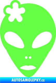 Samolepka UFO 009 slečna s kytičkou levá Fluorescentní zelená