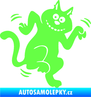 Samolepka Veselá kočka pravá Fluorescentní zelená