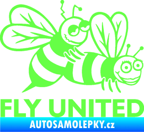 Samolepka Veselé vosy fly united pravá Fluorescentní zelená