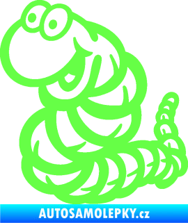 Samolepka Veselý červík levá Fluorescentní zelená