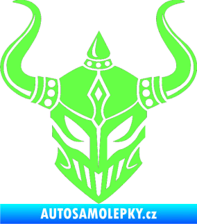 Samolepka Vikingská helma Fluorescentní zelená
