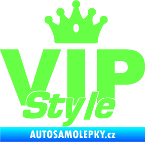 Samolepka VIP styl nápis s korunkou Fluorescentní zelená