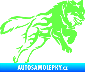 Samolepka Vlk 002 pravá Fluorescentní zelená