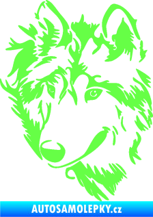 Samolepka Vlk 009 levá hlava Fluorescentní zelená