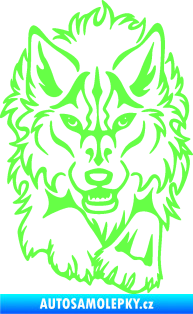 Samolepka Vlk 010 pravá běžící  Fluorescentní zelená