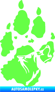 Samolepka Vlk 018 levá stopa s vlčím obrysem Fluorescentní zelená
