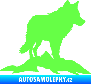 Samolepka Vlk 031 pravá hory Fluorescentní zelená