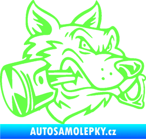 Samolepka Vlk 032 pravá moto s pístem Fluorescentní zelená