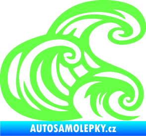 Samolepka Vlny 004 pravá moře Fluorescentní zelená
